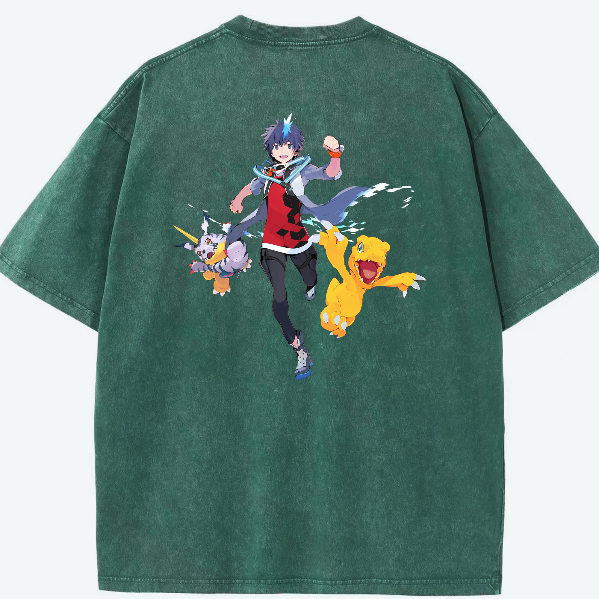 （画像用） Digimon デジタルモンスター/デジモン 綿100% ヴィンテージ風 半袖Tシャツ（背面プリント）